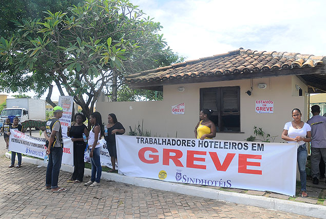 Los trabajadores del Hotel Catussaba Resort en conflicto. 