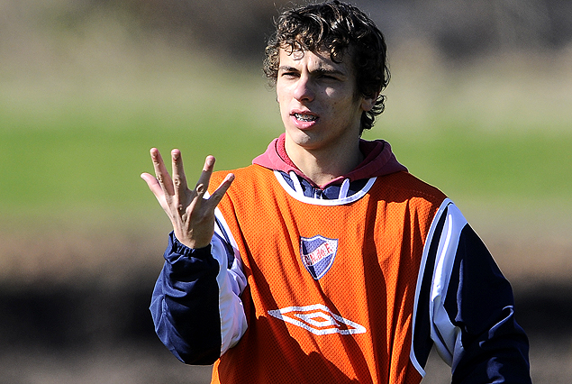 Gonzalo Bueno, hoy entrenándose con el plantel principal en el complejo deportivo de Gonzalo De Los Santos.