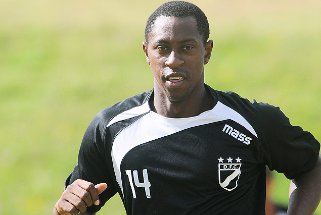 Fernando Caicedo cuando estuvo probándose en Danubio. 