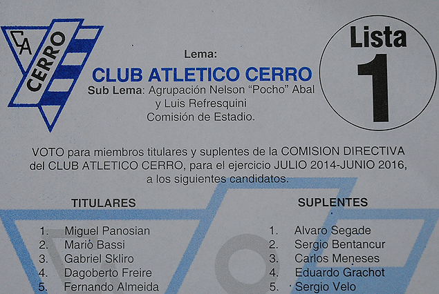 La Lista 1 obtuvo diez puestos en la nueva directiva de Cerro. 