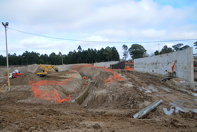 Parte de las plataformas que se construyen y será base de la tribunas. 