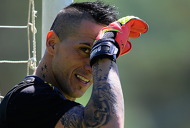 Pablo Migliore al arco de Peñarol el viernes en Los Aromos. 