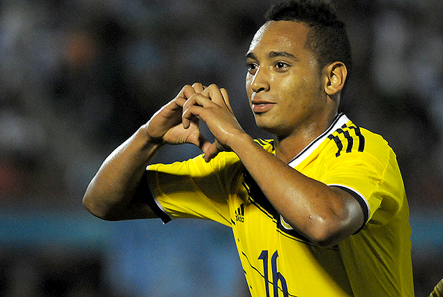 Jarlan Barrera festeja su gol