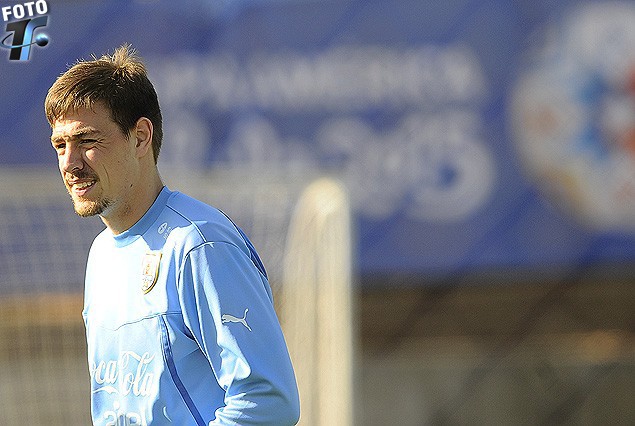 Sebastián Coates en el entrenamiento del miércoles en Los Llanos.