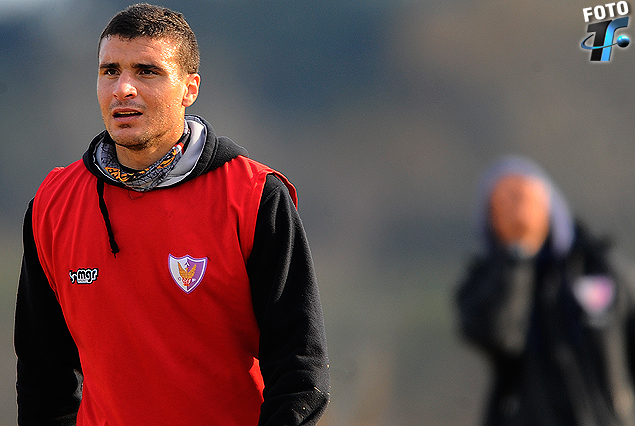 El delantero Sebastián Ribas y Rosario Martínez en el entrenamiento.