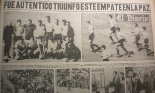 La portada de "El Diario" del domingo 16 de julio de 1961,  dando cuenta del empate ante Bolivia por las eliminatorias para la Copa del Mundo de Chile 1962.