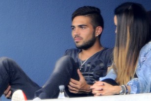 Nicolás Albarracín, se ubicó en el palco oficial en la presentación de Diego Forlán.