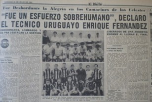 El título de "El Diario" del 17 de julio de 1961 después del empate de Uruguay y Bolivia por el primer partido de la historia que jugaron por las eliminatorias en La Paz.