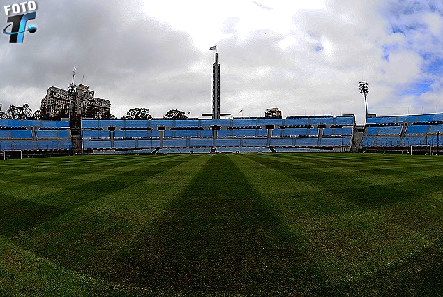 El césped fue cortado en bastones verticales.