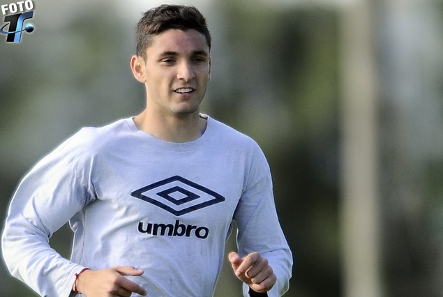 La alegría de Gastón Faber, tras la vuelta al plantel principal, aunque por ahora sin tocar balón.