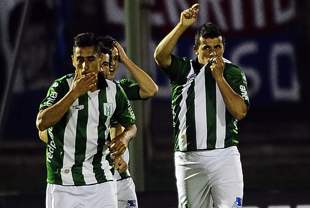 Líber Quiñones, y su festejo del sábado cuando el empate ante Nacional.