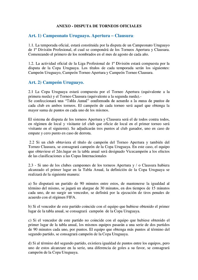 Tenfield.com » Reglamento vigente para la definición del Clausura, el  Campeonato Uruguayo y de la clasificación a las copas